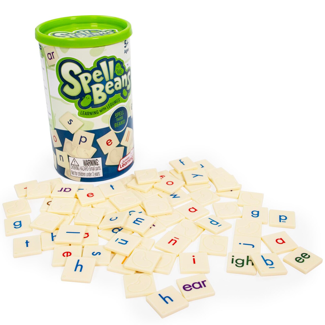 Junior Learning: Spell the Beans - Word Building Game, Tile Flipping & Collection Play, Color-Coded Letters, Early Reader & Literacy Skills, Kids 5+